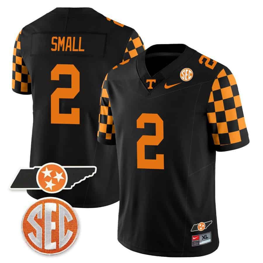 Men Tennessee Volunteers #2 Small Black 2024 Nike Checkerboard & Alternate NCAA Jersey style 1